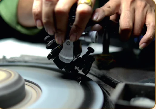 A diamond being cut and polished